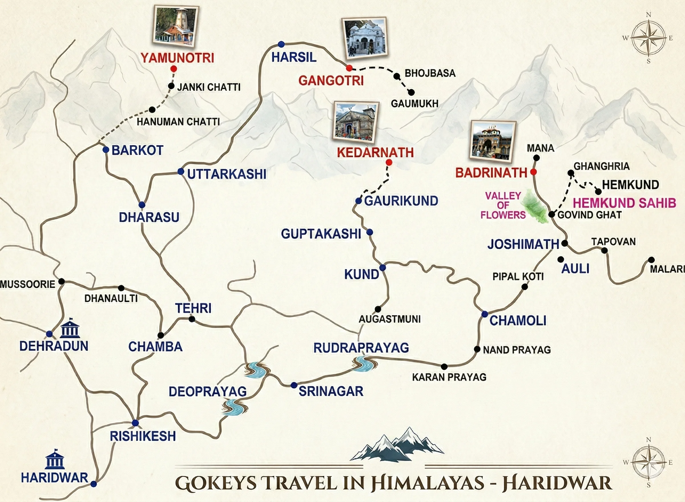 char dham yatra 2027 route details and map directions